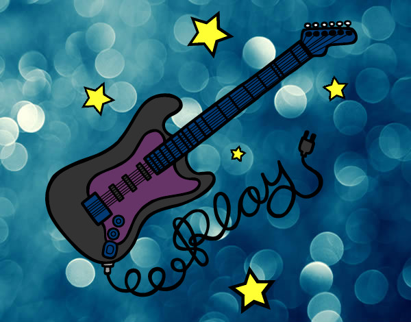 Desenho Guitarra e estrelas pintado por 12by