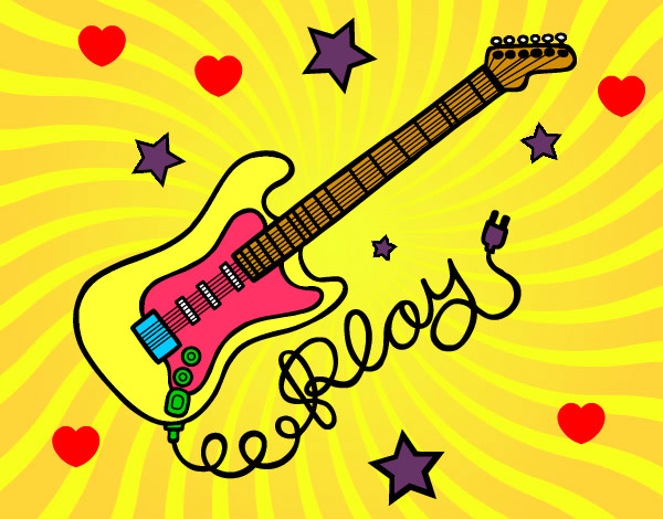Desenho Guitarra e estrelas pintado por Bellalage