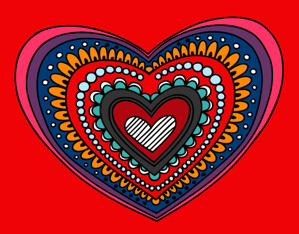 Desenho Mandala coração pintado por Geovanna