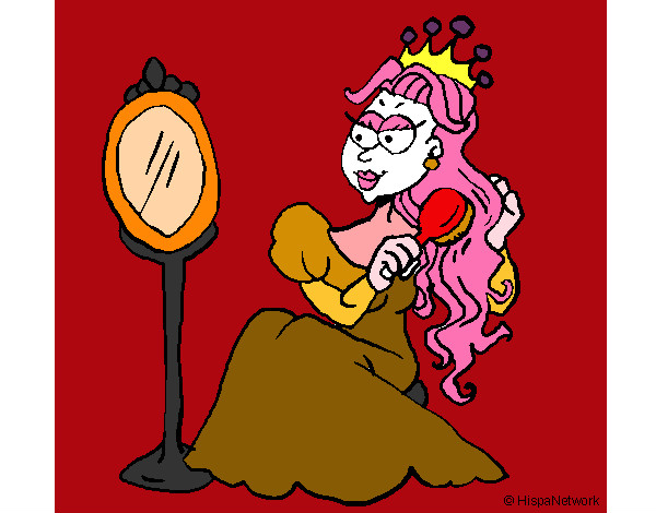 Desenho Princesa e espelho pintado por saracati