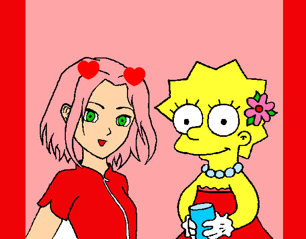 Desenho Sakura e Lisa pintado por marcy