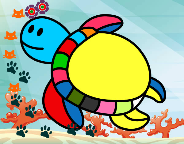 Desenho Tartaruga nadando pintado por kenui