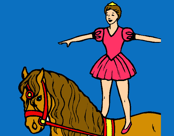 Desenho Trapezista em cima do cavalo pintado por 12by