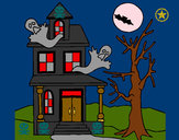 Desenho Casa do terror pintado por Saskuchiha