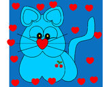 Desenho Gato coração  pintado por isadora192