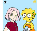 Desenho Sakura e Lisa pintado por Nutellah