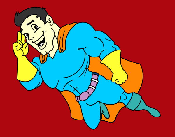 Desenho Superherói voando pintado por cybele