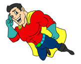 Desenho Superherói voando pintado por nathan
