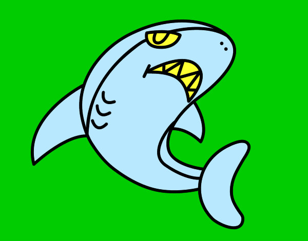 Desenho Tubarão nadando pintado por Dell