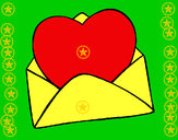 Desenho Coração num envelope pintado por FLAVIA1004