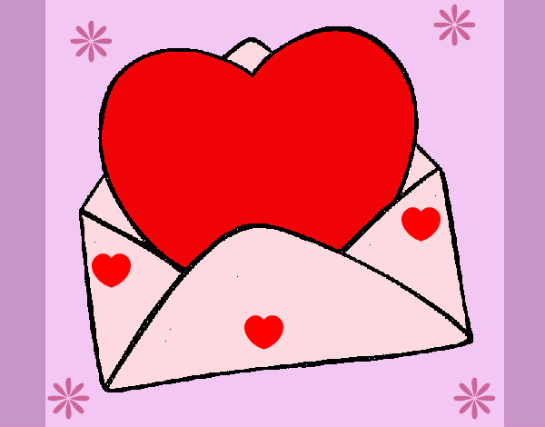 Desenho Coração num envelope pintado por masd