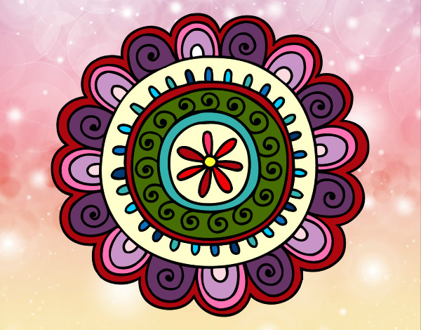 Desenho Mandala alegre pintado por Nota