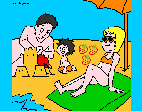 Desenho Família férias pintado por ana79