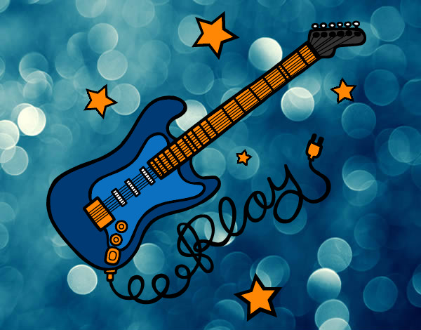 Desenho Guitarra e estrelas pintado por MDuda