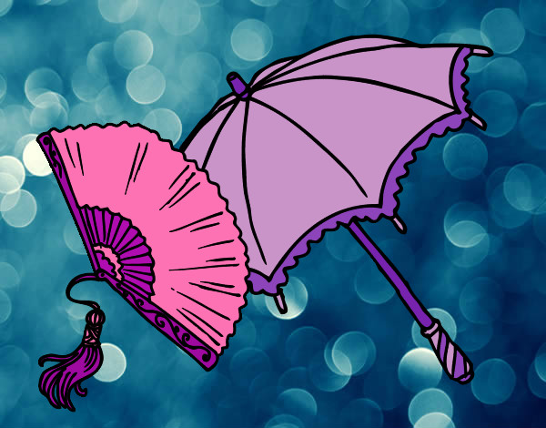 Desenho Leque e guarda-chuva pintado por SARAH-