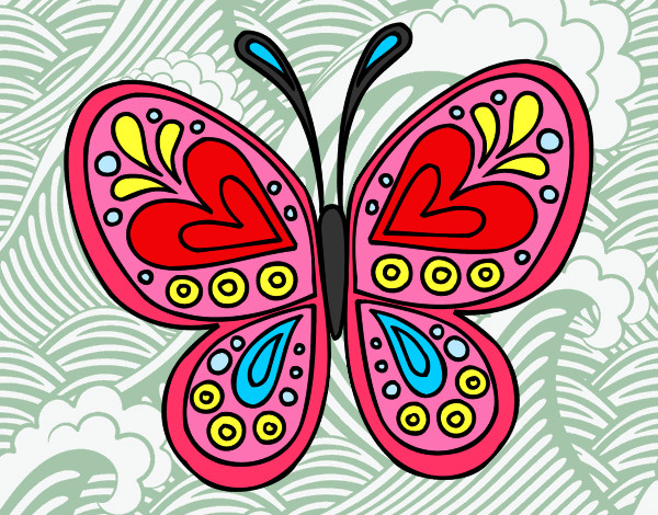 Desenho Mandala borboleta pintado por analivia