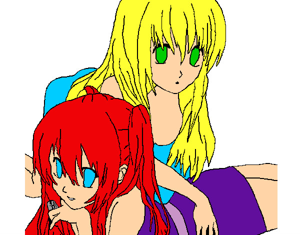 Desenho de Garotas Anime pintado e colorido por Loli o dia 09 de