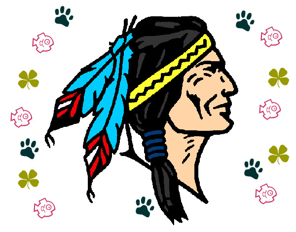 Desenho Índio com tranças pintado por Laizagirll