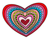Desenho Mandala coração pintado por Caly