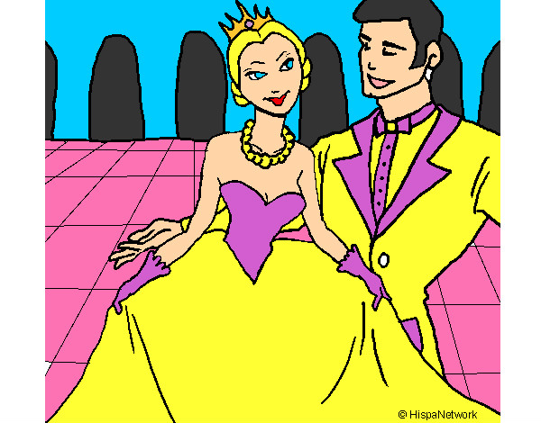 Desenho Princesa e príncipe no baile pintado por elidastar