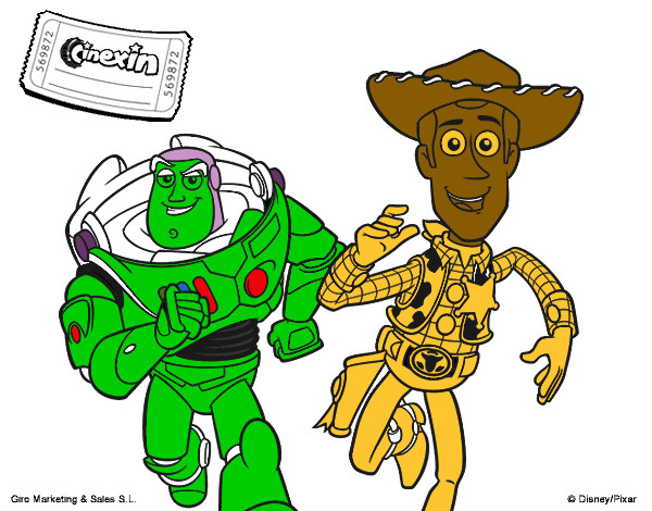 Desenho Buzz e Woody pintado por Mateusmazu
