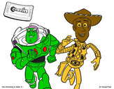 Desenho Buzz e Woody pintado por Mateusmazu