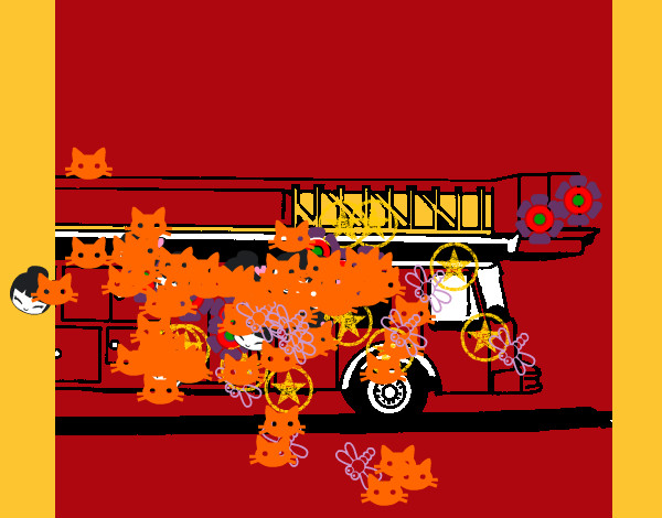 Desenho Camião de bombeiros com escada pintado por JP03