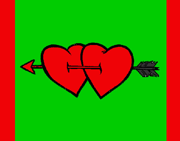 Desenho Dois corações com uma seta pintado por heneiodi