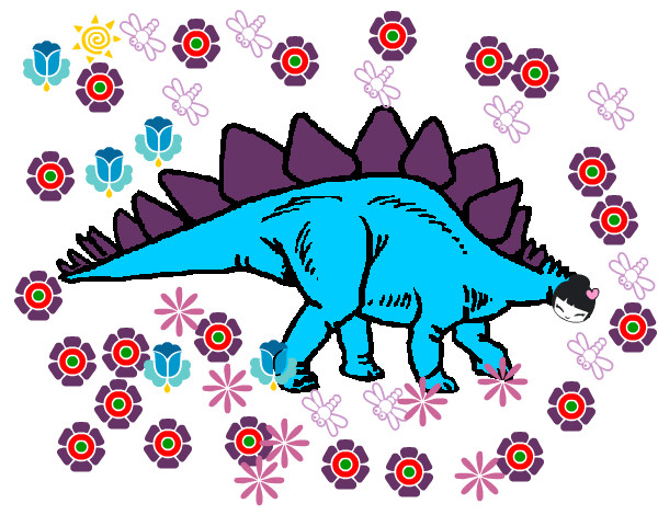 Desenho Stegossaurus pintado por luce
