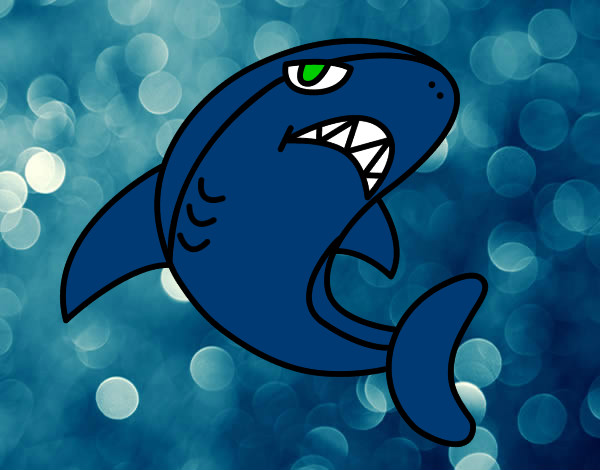 Desenho Tubarão nadando pintado por Mateusmazu
