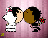 Desenho Beijo da recém casado pintado por Branco