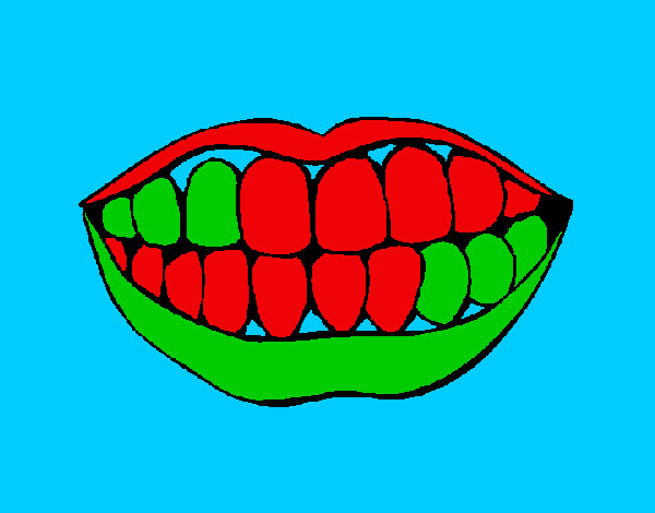 Desenho Boca e dentes pintado por Branco