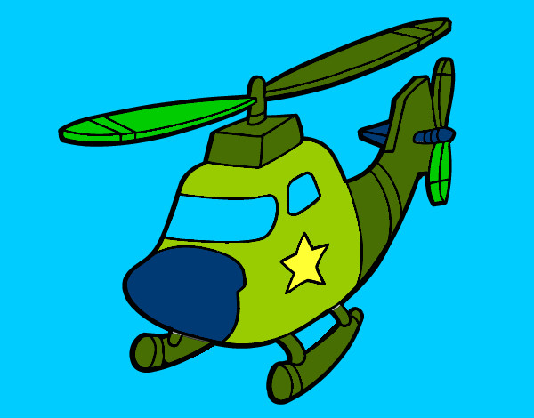 Desenho Helicoptero com uma estrela pintado por Branco