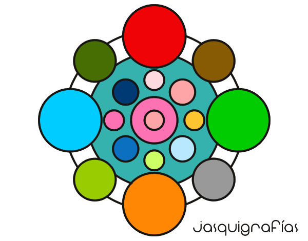 Desenho Mandala com rodadas pintado por Gugs