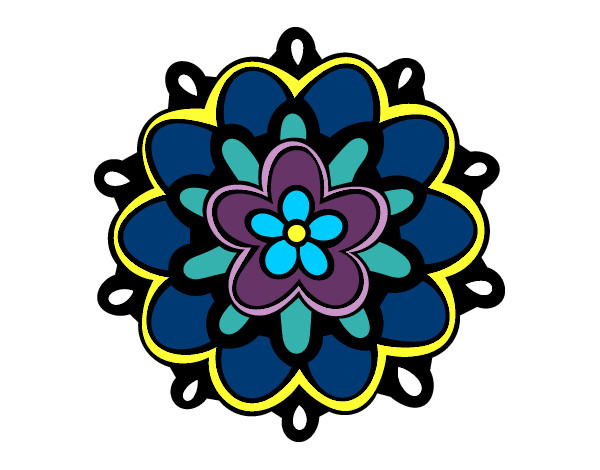 Desenho Mandala com uma flor pintado por Gugs