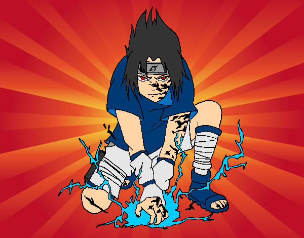 Desenho de Sasuke furioso pintado e colorido por Imshampoo o dia