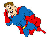 Desenho Superherói voando pintado por Benny