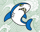 Desenho Tubarão nadando pintado por Benny