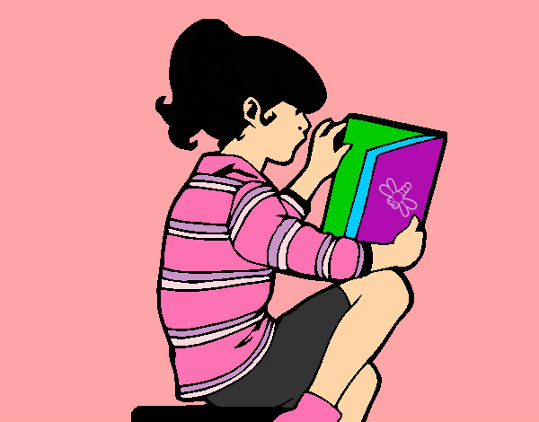 Desenho Menina a ler pintado por Jenniffer