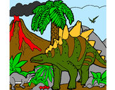 Desenho Família de Tuojiangossauros pintado por Mateusmazu