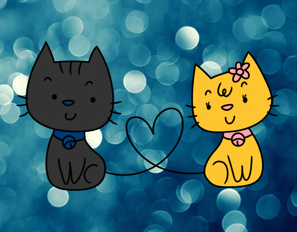 Desenho Gatos apaixonados pintado por Gaabigr