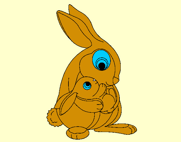 Desenho Mãe coelho pintado por Nadim