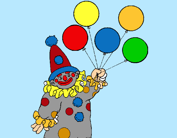 Desenho Palhaço com balões pintado por Nadim