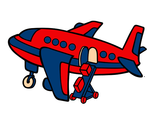Desenho Avião levando bagagem pintado por anajulia2