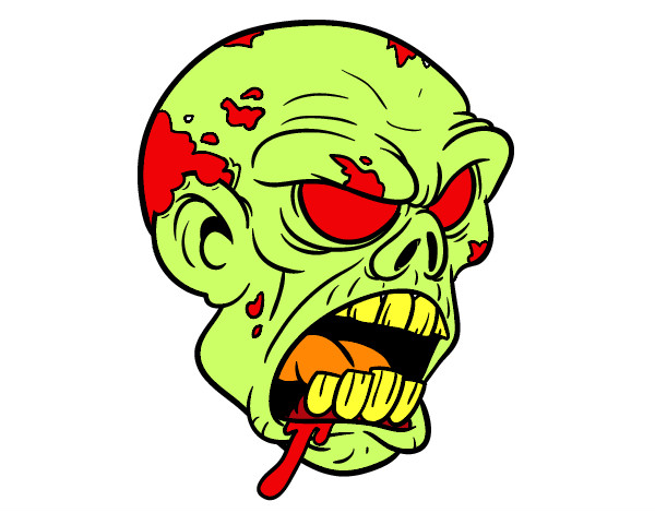 Desenho Cabeça de zombie pintado por biroloco