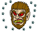 Desenho Cara de Homem lobo pintado por biroloco