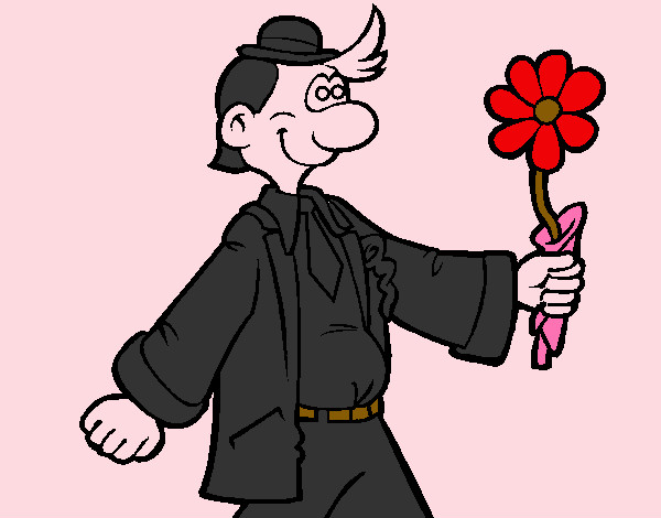 Desenho Homem contente com uma flor pintado por matheuslim