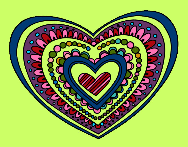 Desenho Mandala coração pintado por chriskdepp