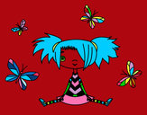 Desenho Menina com borboletas pintado por chriskdepp