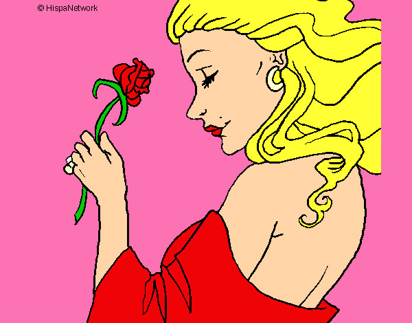 a princesa com uma rosa vermelha